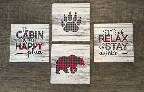 Ceramic Coasters - Cabin