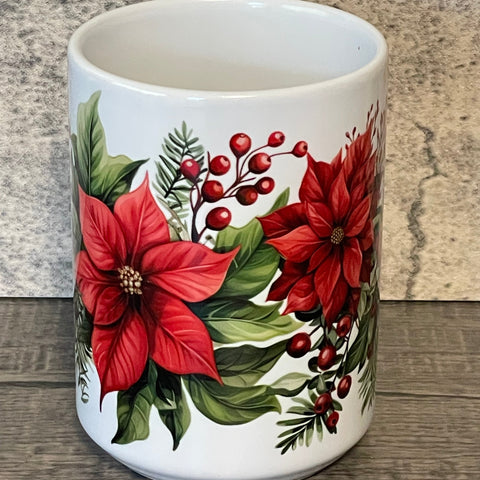15oz Coffee Cup - Poinsettia