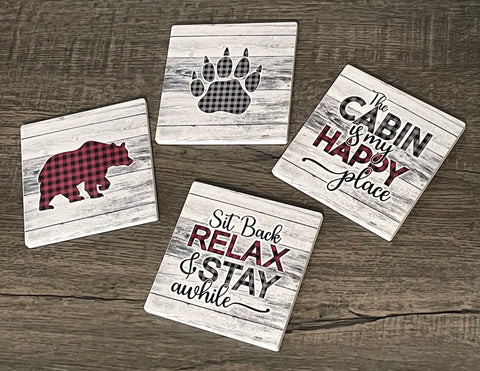 Ceramic Coasters - Cabin