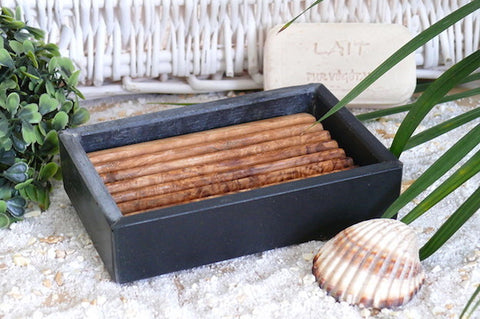 Slate Soap Dish with Olive Wood Inlay