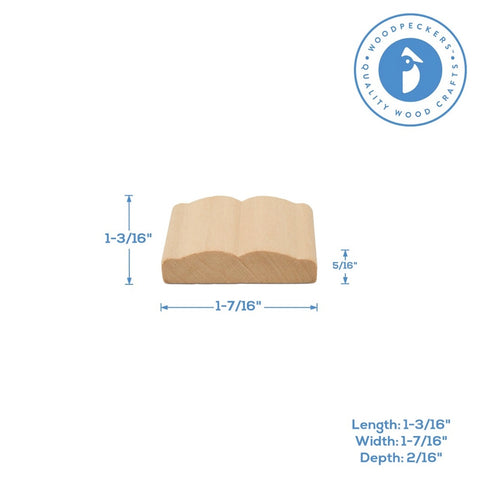 Wood Open Book Ornament, 1-7/16"