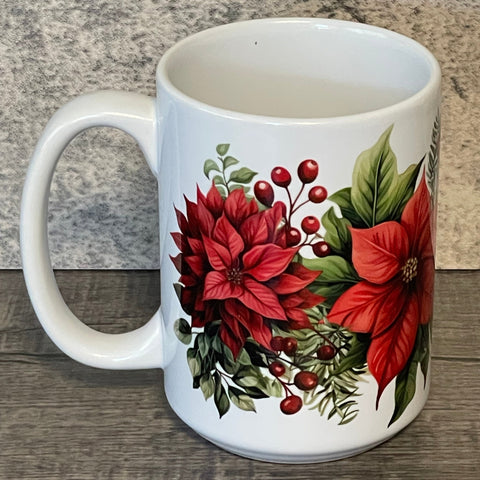 15oz Coffee Cup - Poinsettia