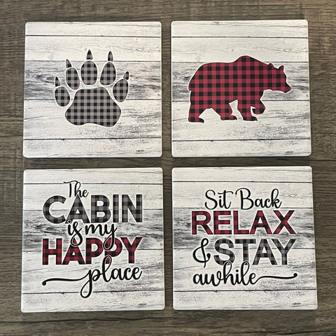 Ceramic Coasters - Cabin
