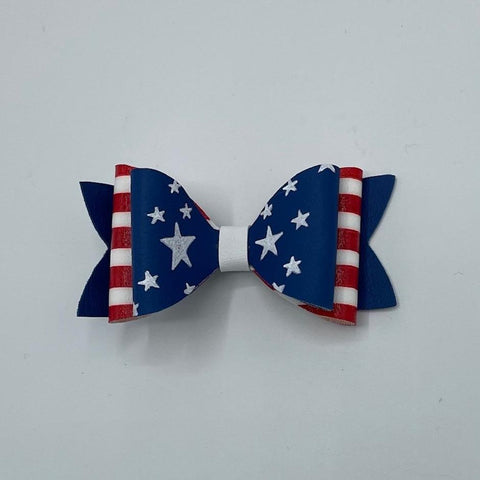Stars and Stripes 4" Faux Leather Bow