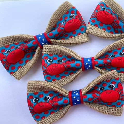 Red Crabs Polka Dot Dog Bow