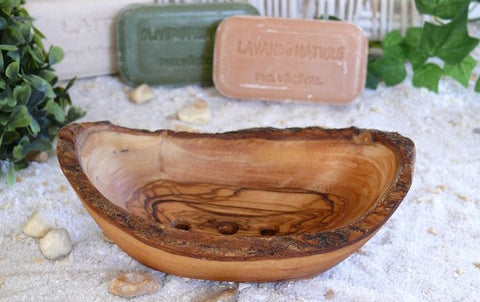 Rustic Olive Wood Soap Dish - Small