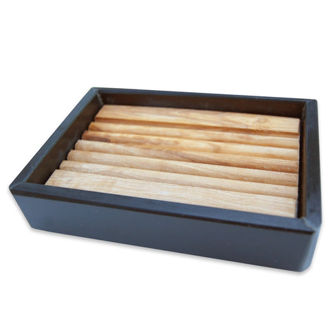 Slate Soap Dish with Olive Wood Inlay
