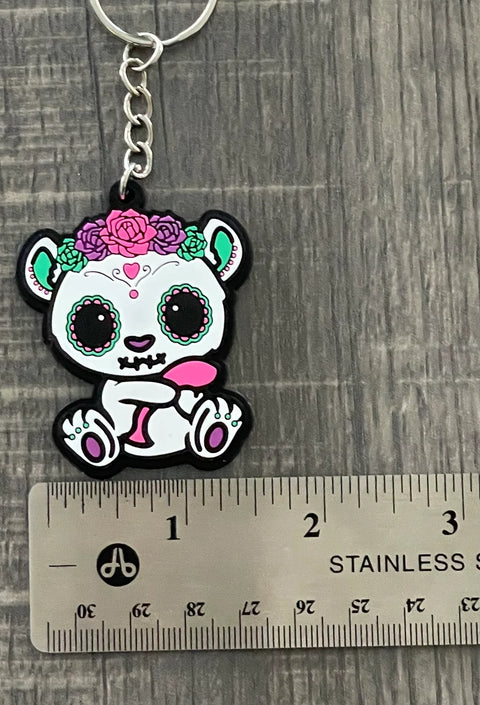 Sugar Skull Bear Keychain