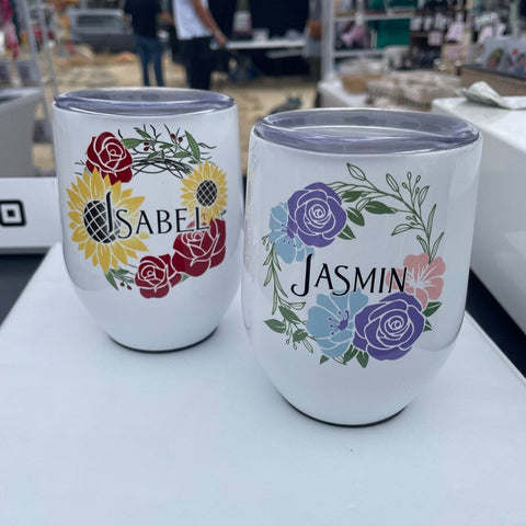 Custom Flower Wine Tumbler
