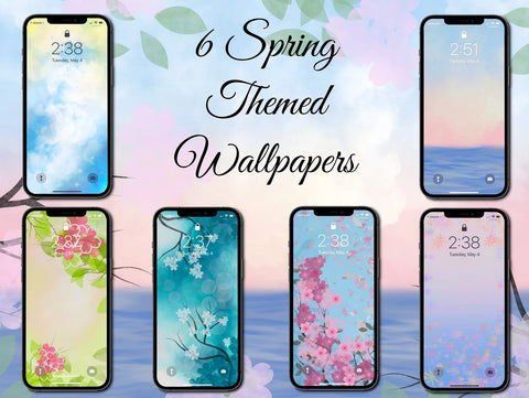 Spring Themed Phone Wallpapers (Digital File)