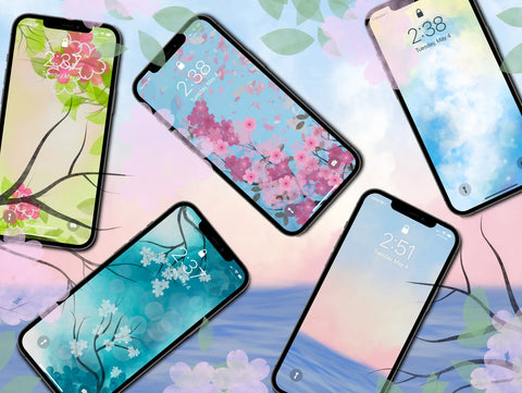 Spring Themed Phone Wallpapers (Digital File)