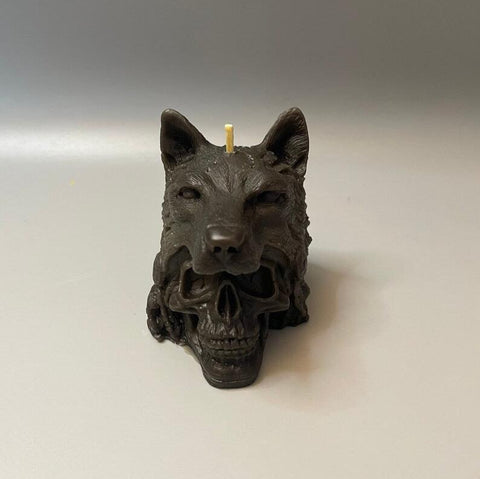 Skull Wolf Candle
