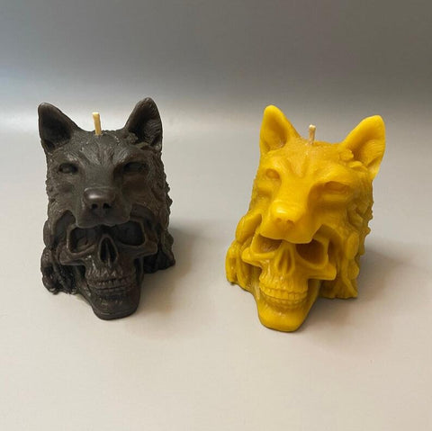 Skull Wolf Candle