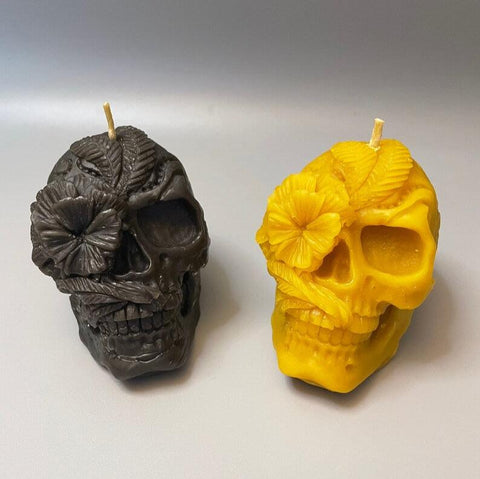 Skull with Flower Candle