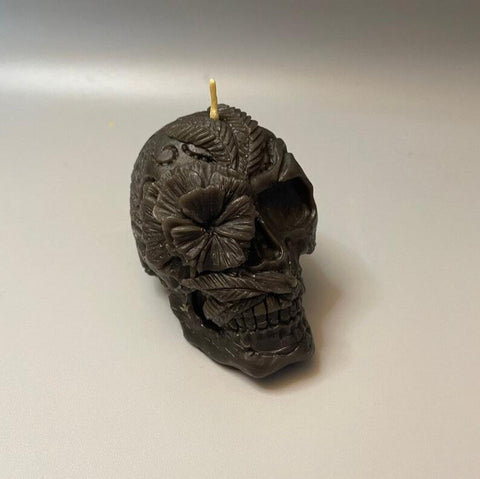 Skull with Flower Candle