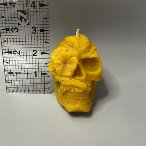 Skull with Flower Candle