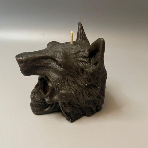 Skull Wolf Candle