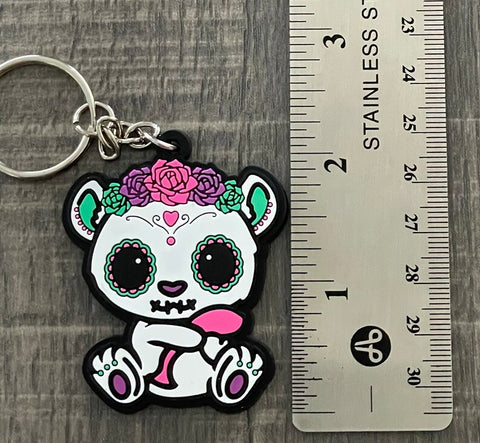 Sugar Skull Bear Keychain