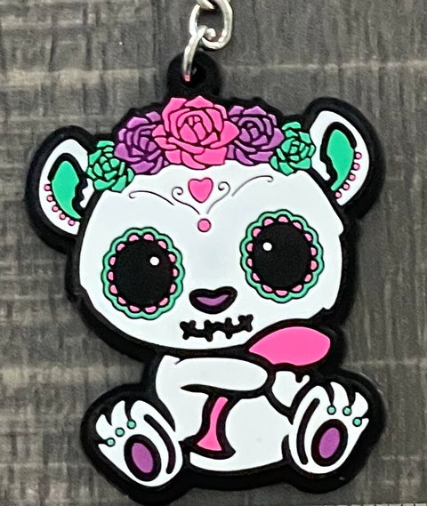 Sugar Skull Bear Keychain