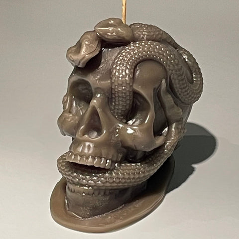 Skull w/Snake Beeswax Candle