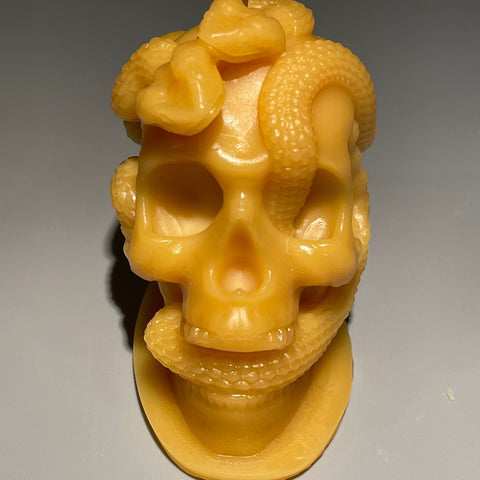 Skull w/Snake Beeswax Candle