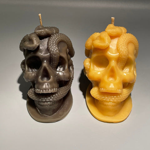 Skull w/Snake Beeswax Candle