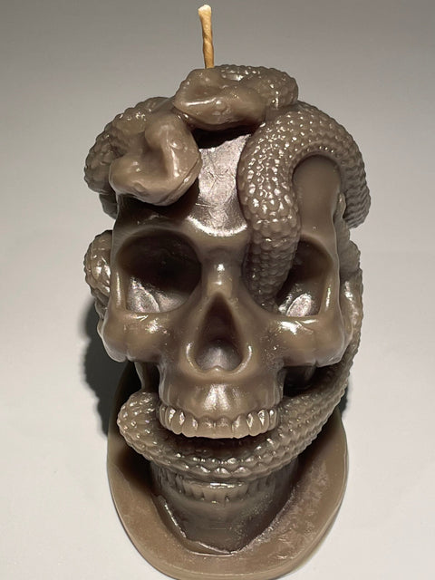 Skull w/Snake Beeswax Candle
