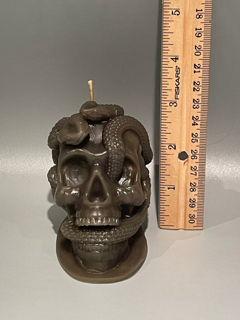Skull w/Snake Beeswax Candle