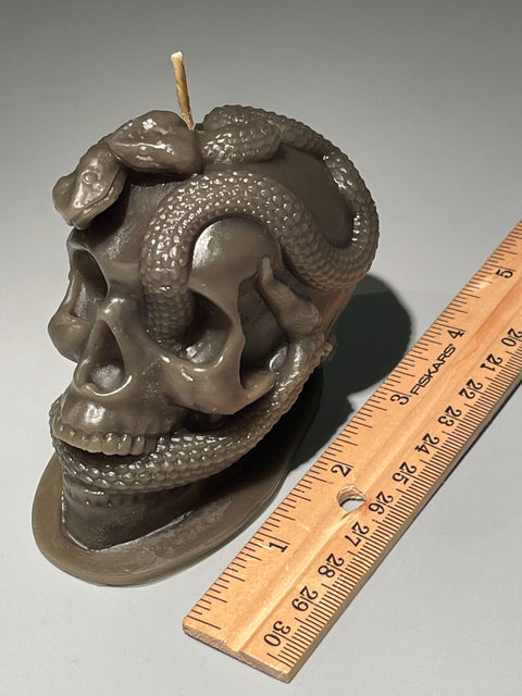 Skull w/Snake Beeswax Candle