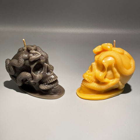 Skull w/Snake Beeswax Candle