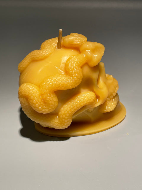 Skull w/Snake Beeswax Candle