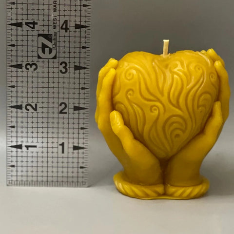 Hands Holding Heart Beeswax Decorative Candle