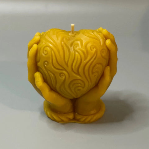 Hands Holding Heart Beeswax Decorative Candle