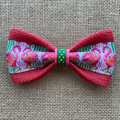 Flamingos on Coral Dog Bow