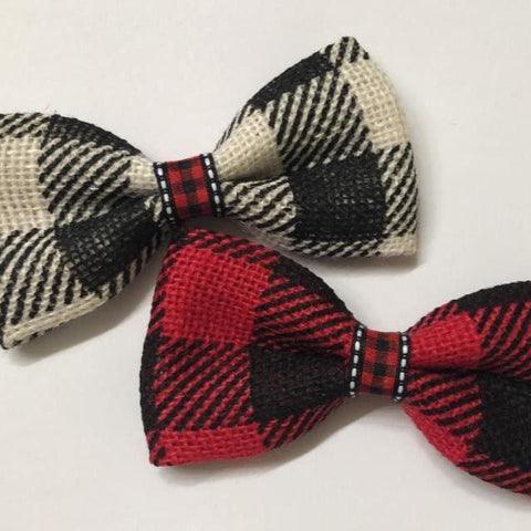 Checkered Plaid Dog Bow