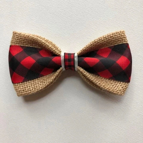 Buffalo Plaid Dog Bow