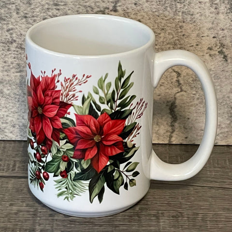 15oz Coffee Cup - Poinsettia