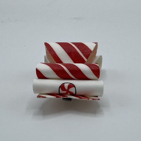 Candy Cane 4" Faux Leather Bow