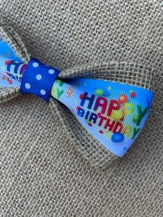 Happy Birthday Polka Dot Dog Bow