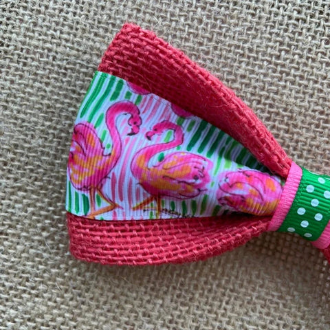 Flamingos on Coral Dog Bow