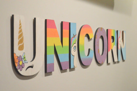 Unicorn 6" Hand Painted Wood Letters
