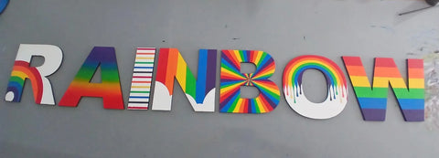 Rainbow 6" Hand Painted Wood Letters